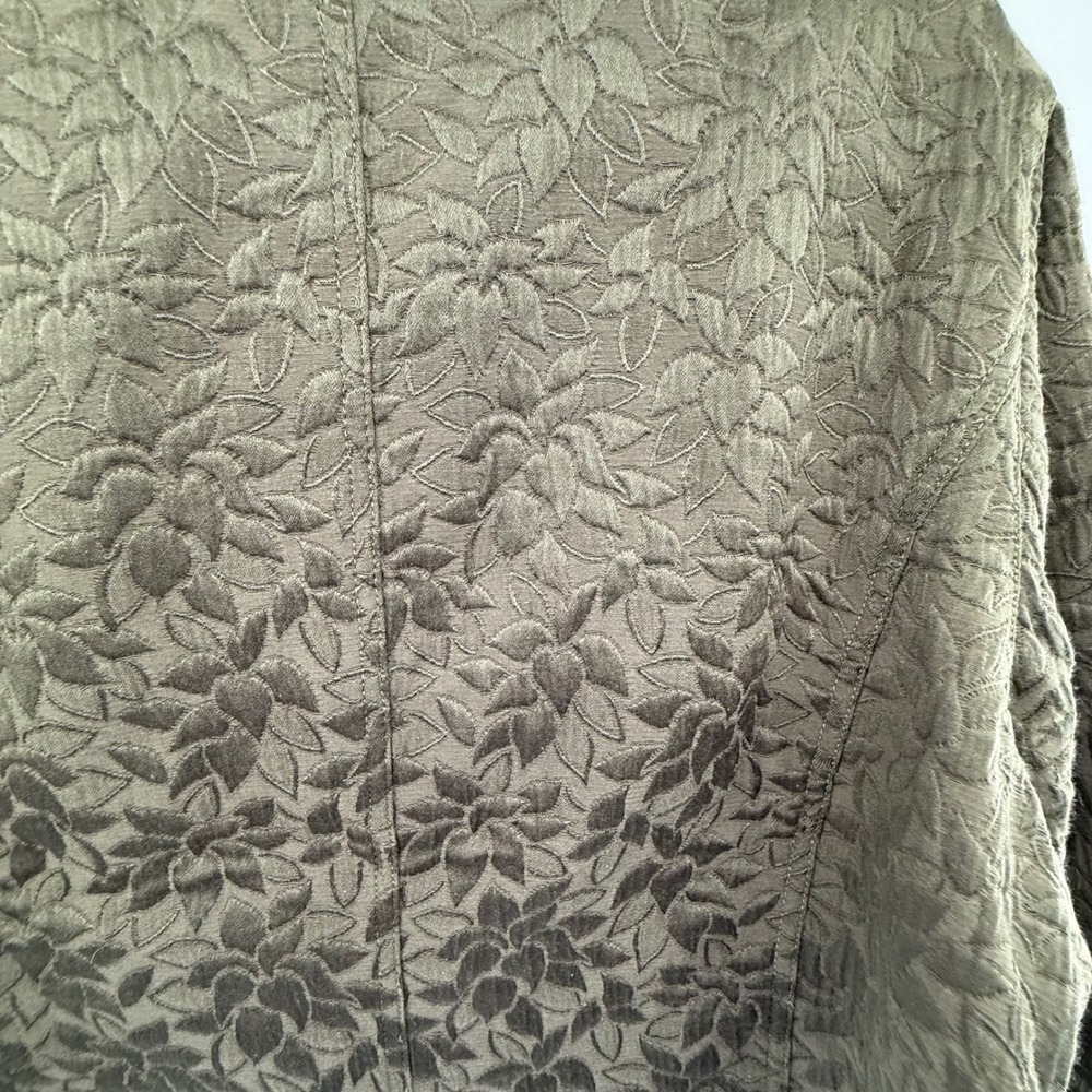 J.Jill XL Textured Floral Jacket Olive Green Cotton Blend Button Front - Picture 5 of 6